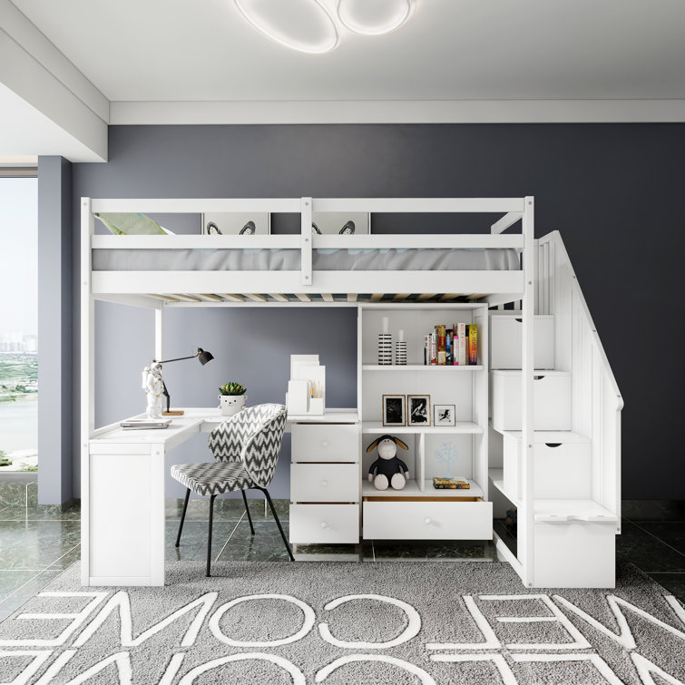Guenna Kids Twin Loft Bed with Drawers